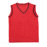 Sweater V-Neck-Sleeveless Red Color | Little Darling